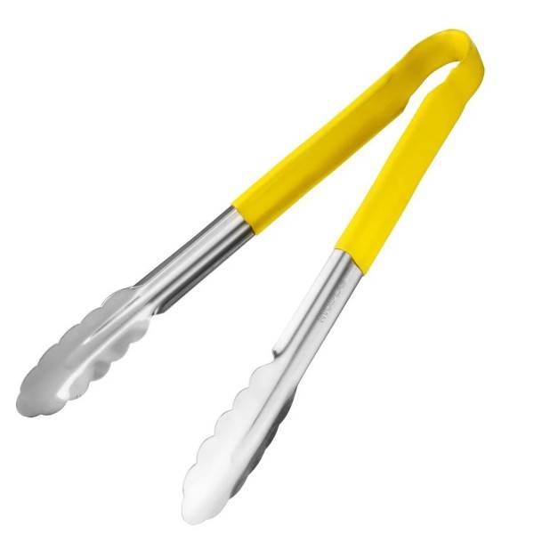 11" Colour Coded Yellow Serving Tongs