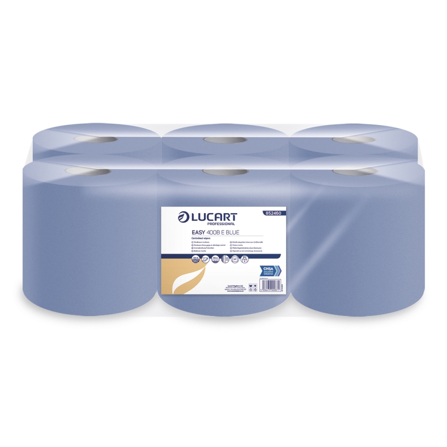 Lucart Blue Centrefeed Rolls 2ply - 400B (Pack of 6)