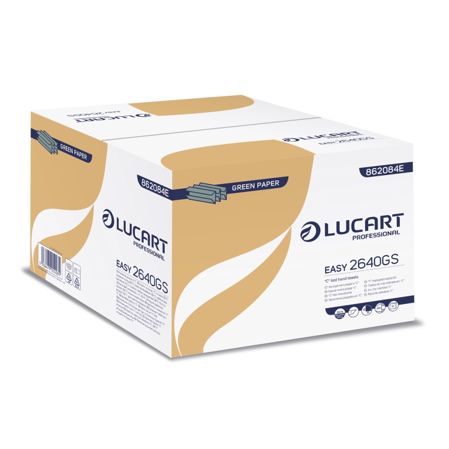 Lucart Green C-Fold Hand Towels 1ply 2640GS (Contains 2640 Sheets)