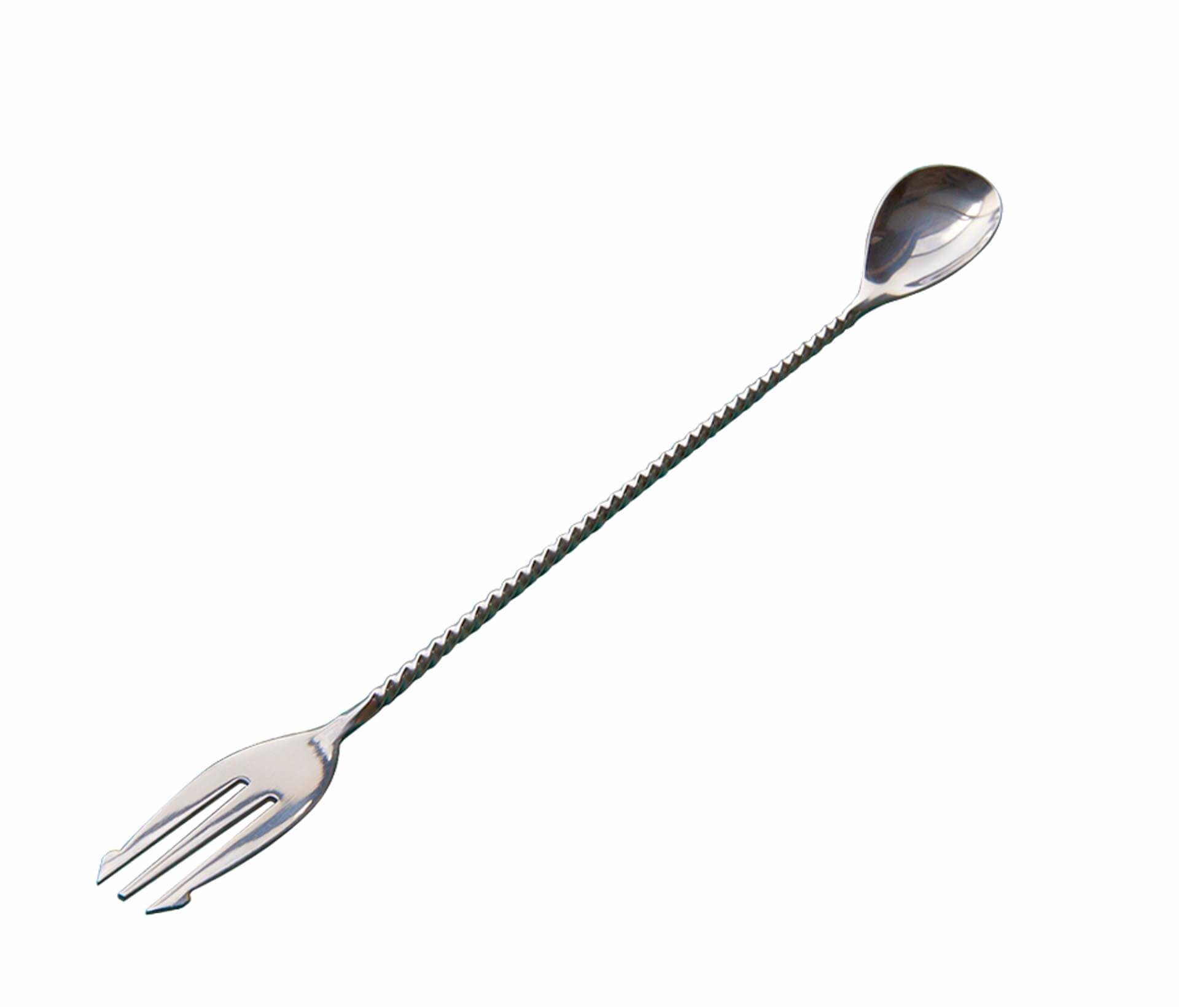 MEZCLAR 300mm STAINLESS STEEL COCKTAIL SPOON WITH FORK. BAR-3665