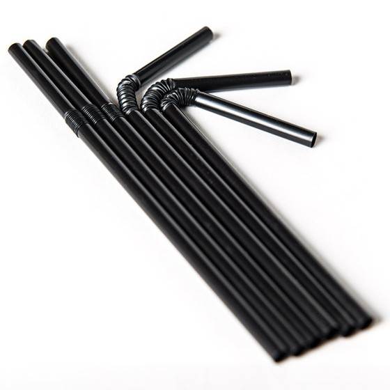 Black Bendy Straws - 8" 1x250 SINGLE