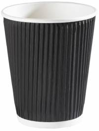 Black 12oz Ripple Wall Hot Drink Cup x 500