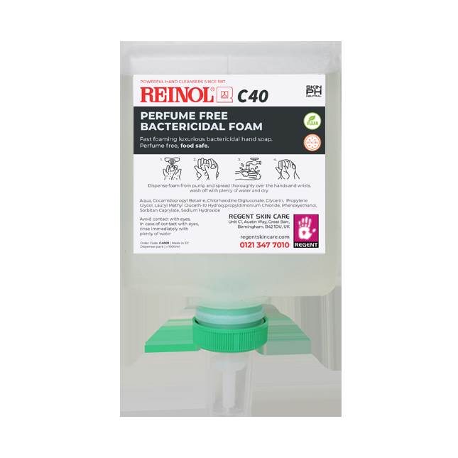 C40 Reinol X-Range Foam, 1000ml Perfume Free Bactericidal Foaming Soap