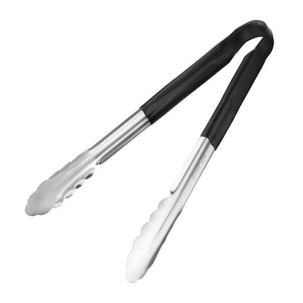 11" Colour Coded Black Serving Tongs