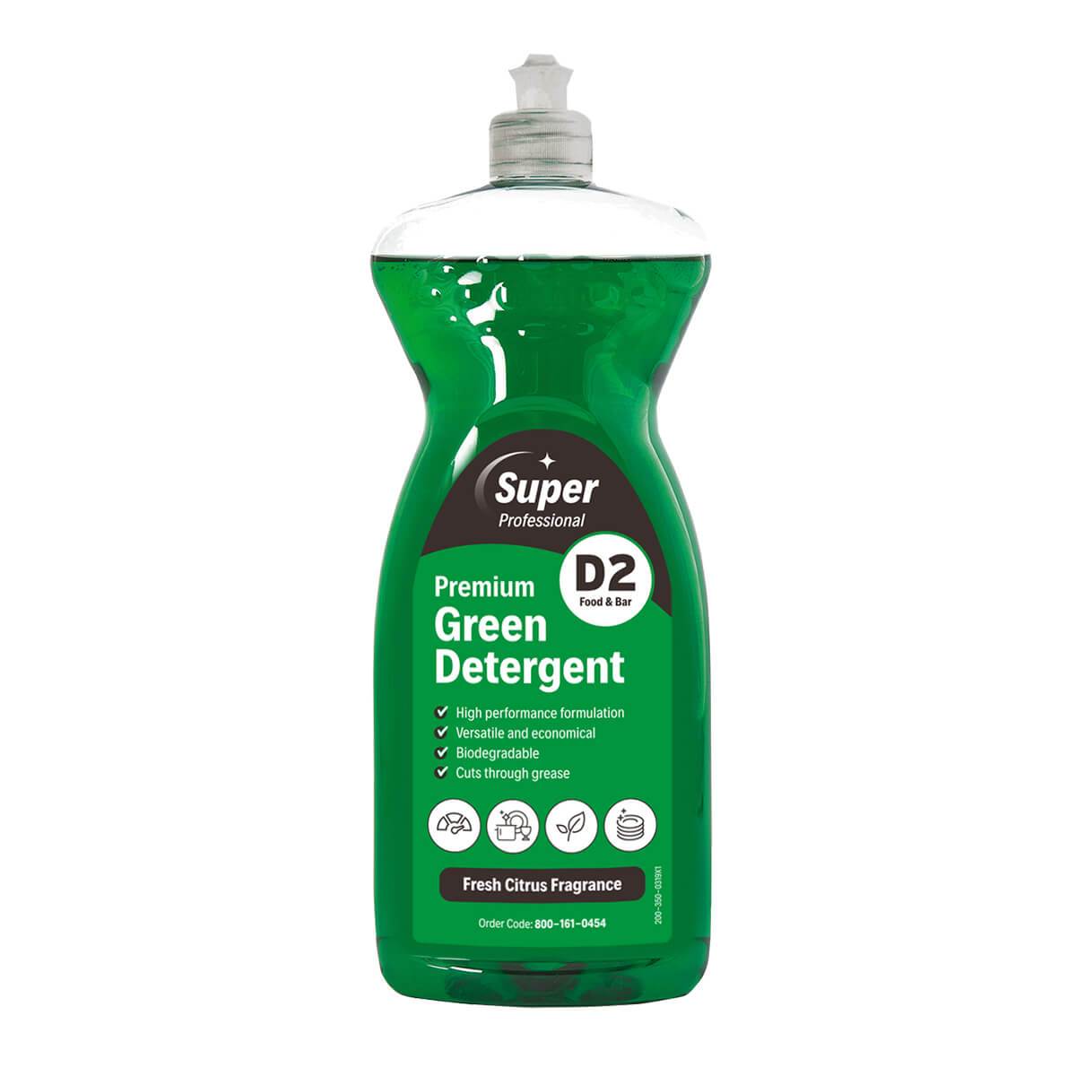 D2 Premium Green Detergent Washing Up Liquid 12x 1 Litre