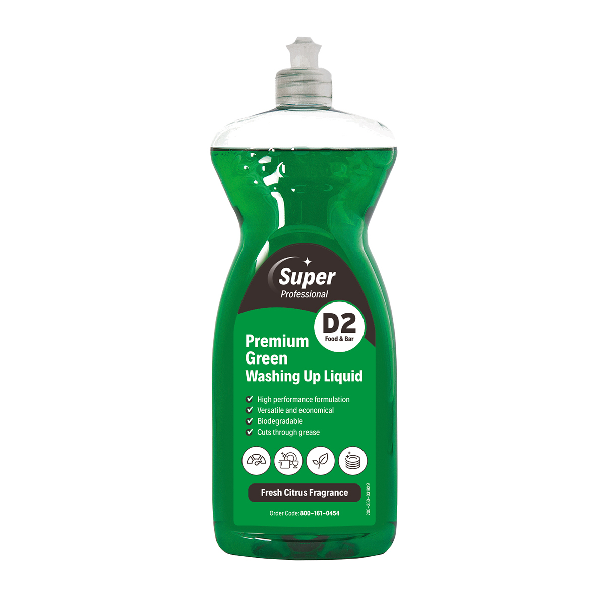 D2 Premium Green Detergent Washing Up Liquid 12x 1 Litre