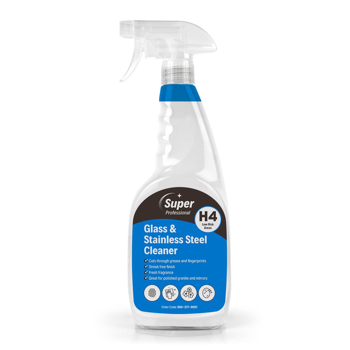 H4 Super Glass, Mirror and Stainless Steel Cleaner 750ml Triggers
