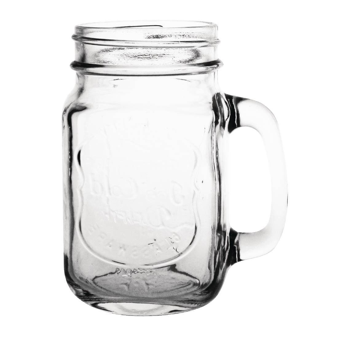 NISBETS OLYMPIA HANDLED MASON JAR 450ml(PACK OF 12)CM698