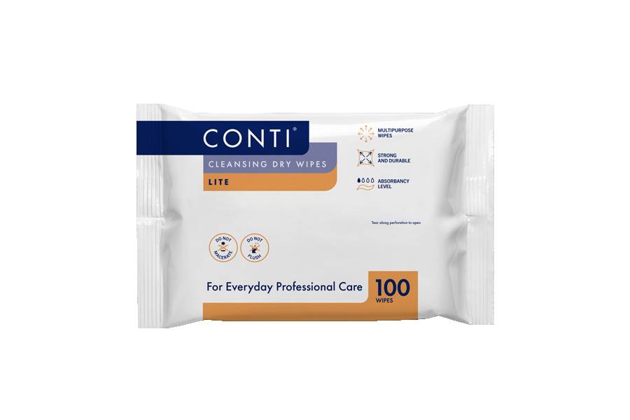 Conti® Cleansing Dry Wipe - Lite, (Small, 100 Wipes) x 32