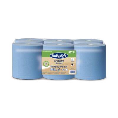 Bulkysoft 6x145m 2 ply Centre-feed Rolls Blue