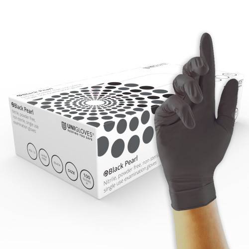 Disposable Nitrile Powder Free Gloves, Black Pearl Colour, Medical Examination Grade, 100 Gloves, LARGE