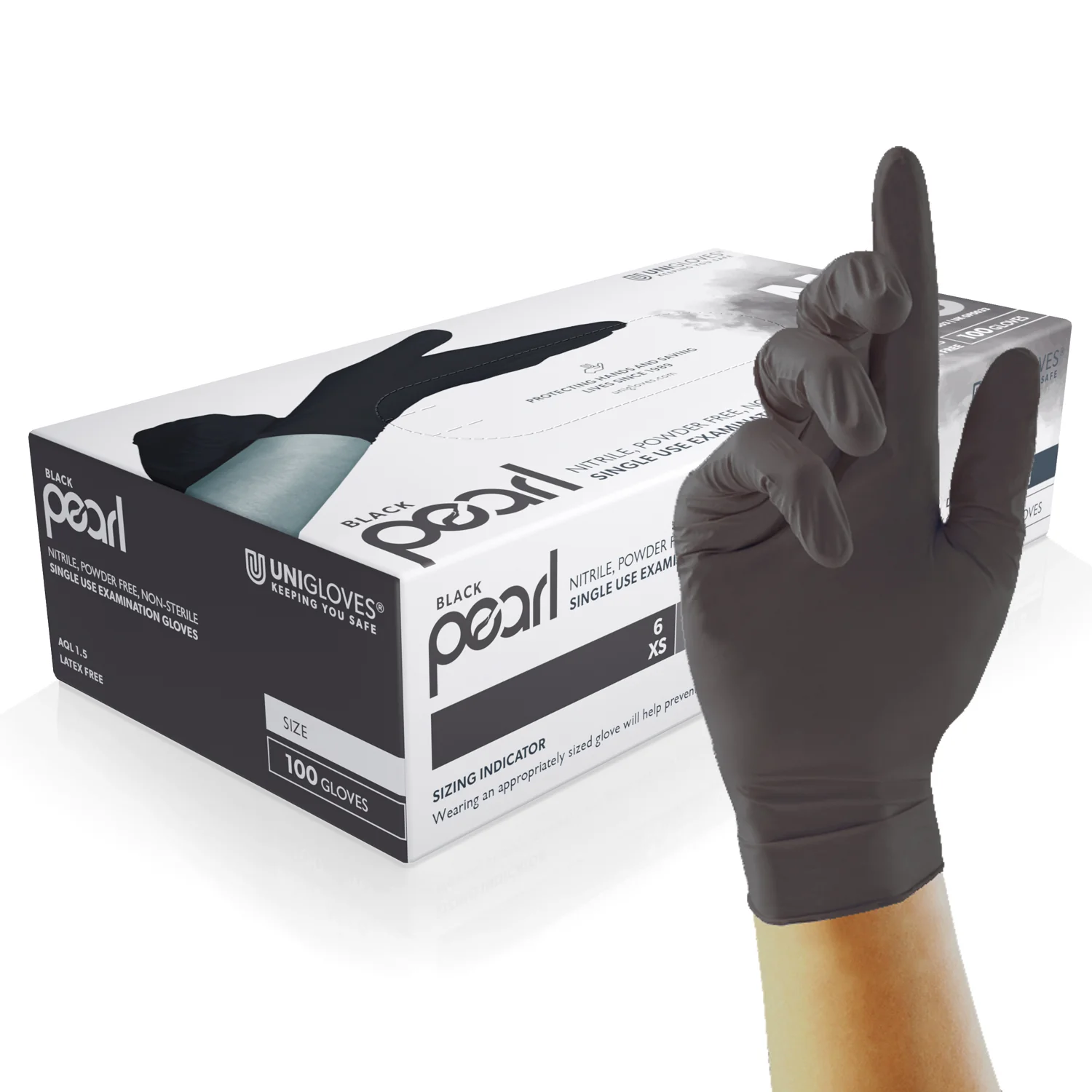 Unicare Black Pearl Nitrile PF Gloves - X-Large (Box of 100)