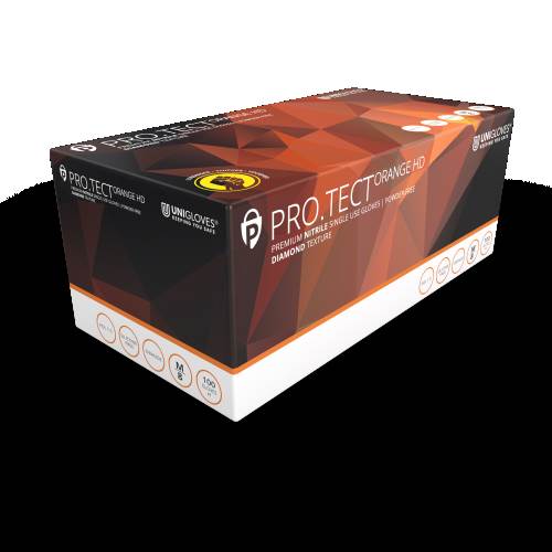 PRO.TECT ORANGE HD NITRILE PF GLOVES x 100G-NPFOL