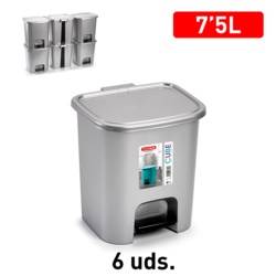 Pedal Bin Silver 7.5Ltr Plastic