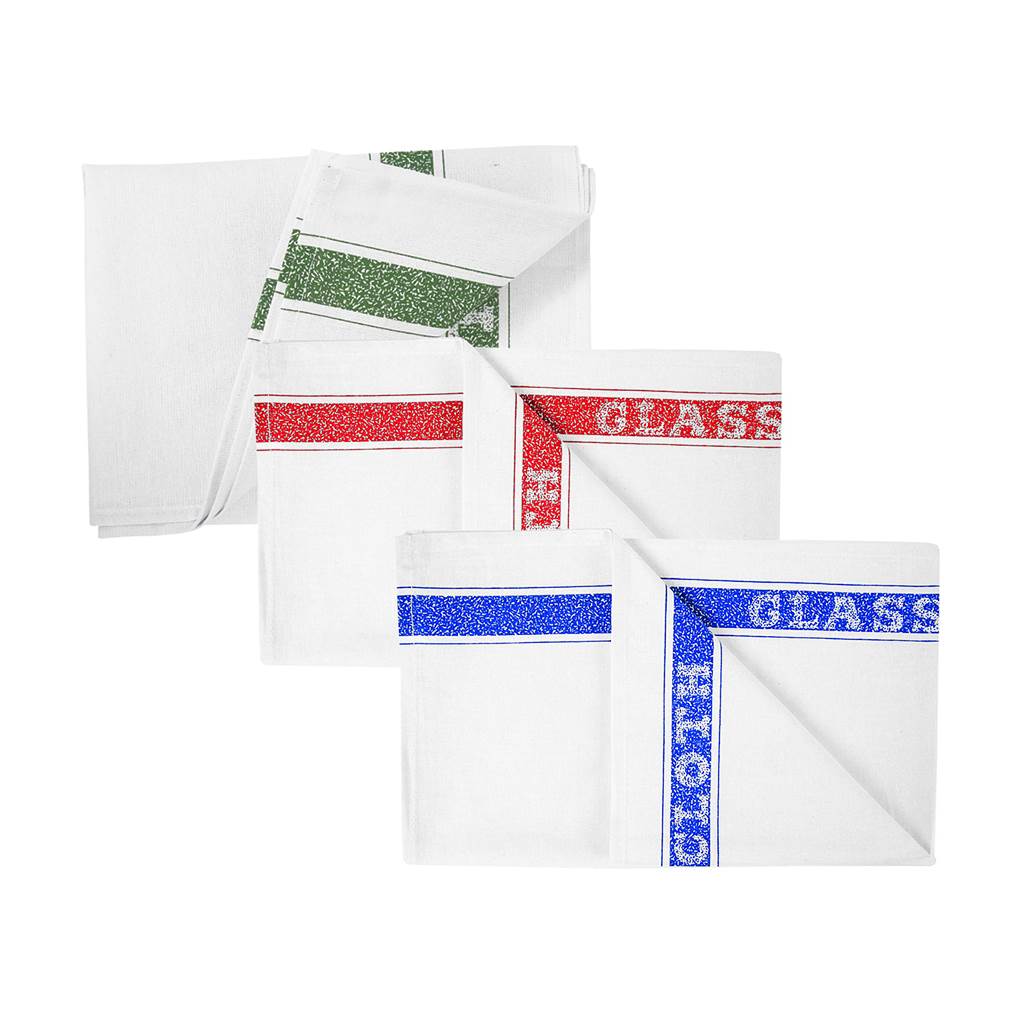 RS 102781 Assorted Cotton Glass Cleaning Cloths, Pack of 10