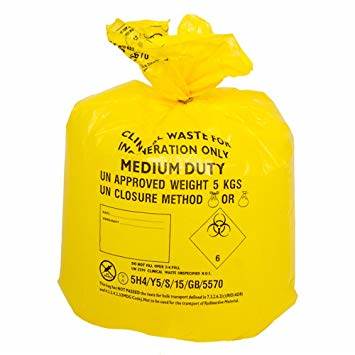 200x Yellow Printed Clinical Refuse Sacks, YPS