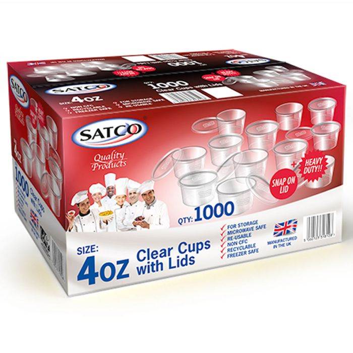 SATCO 4oz ROUND CONTAINERS WITH LIDS 1000SATCO4