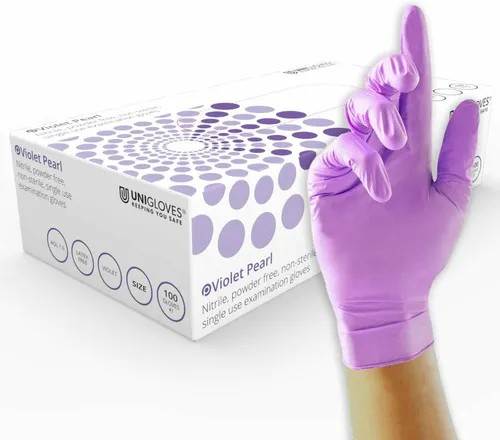 100 x Violet Pearl Nitrile PF Gloves XL