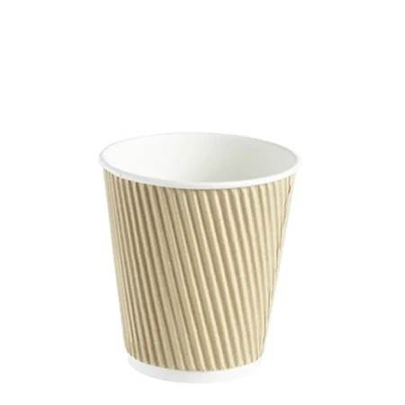 500x Insulated Brown Kraft 10oz Paper Cups