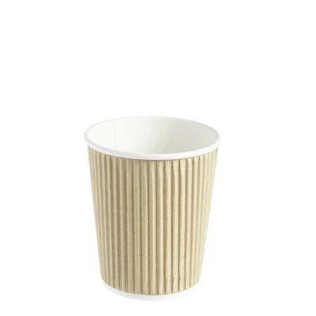 500x Insulated Brown Kraft 8oz Paper Cups